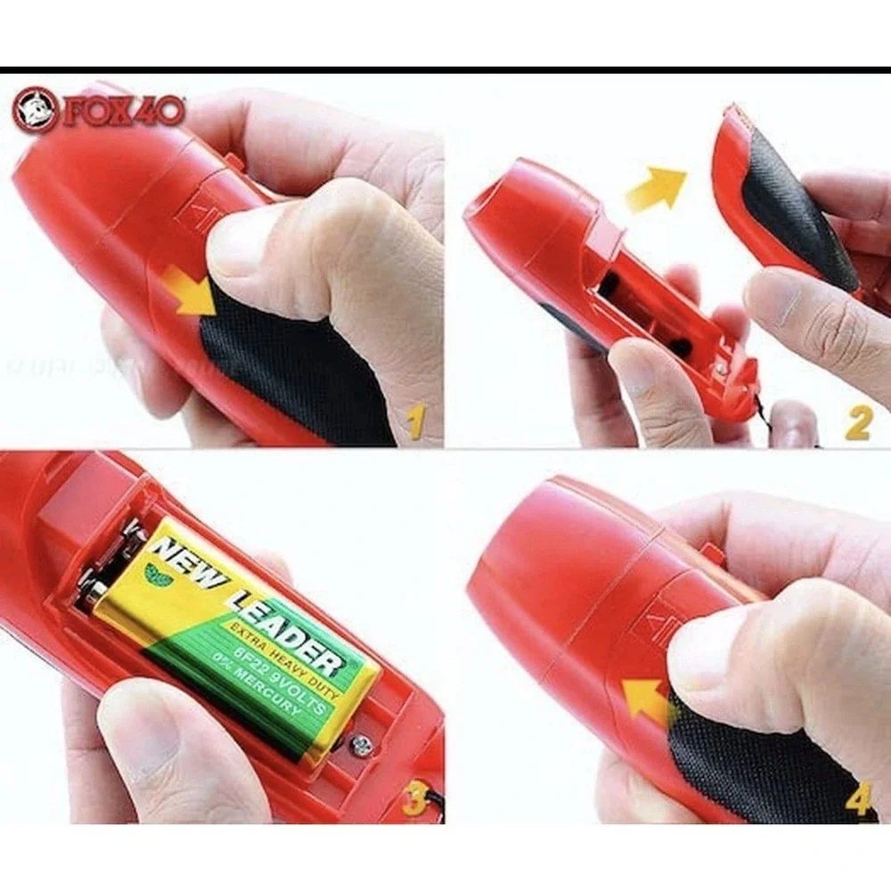 Fox 40 Electronic Whistle With Wrist Loop Lanyard And 9 Volt Battery Red New